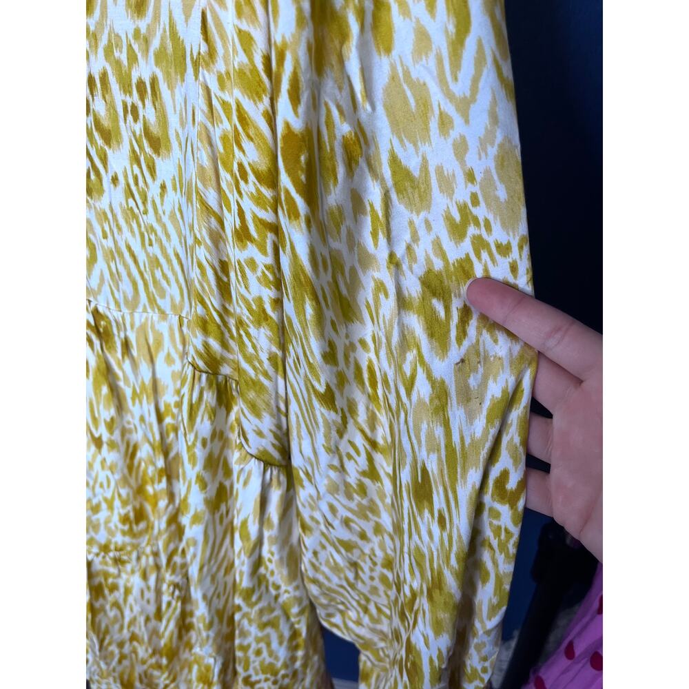 ANINE BING Madison Tiered Leopard Printed Silk Blend Long Sleeve Mini Dress M - Picture 8 of 9